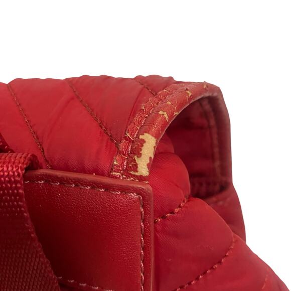 Tory Burch Red Backpack Leather Quilted Nylon Bag - Picture 3 of 13
